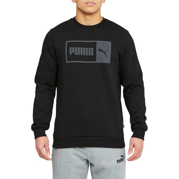 NWT Puma Men's Crew Neck Fleece Pullover Logo Sweatshirt Black Size M $40 CC163 - Picture 1 of 4